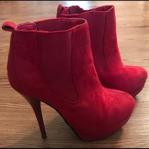 Red Velvet High Heel Booties